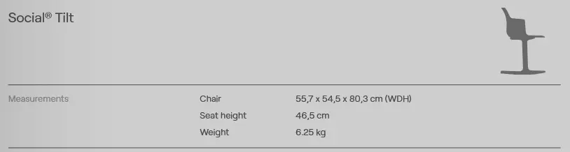 Line drawing and specifications Social Tilt
